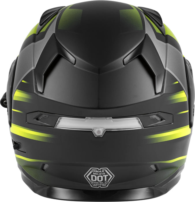 GMAX MD-01S Descendant, DOT Approved Modular Helmet, Electric Dual Lens Shield for Snow & Motor Sports, (Matte Black/HI-VIS, X-Large)