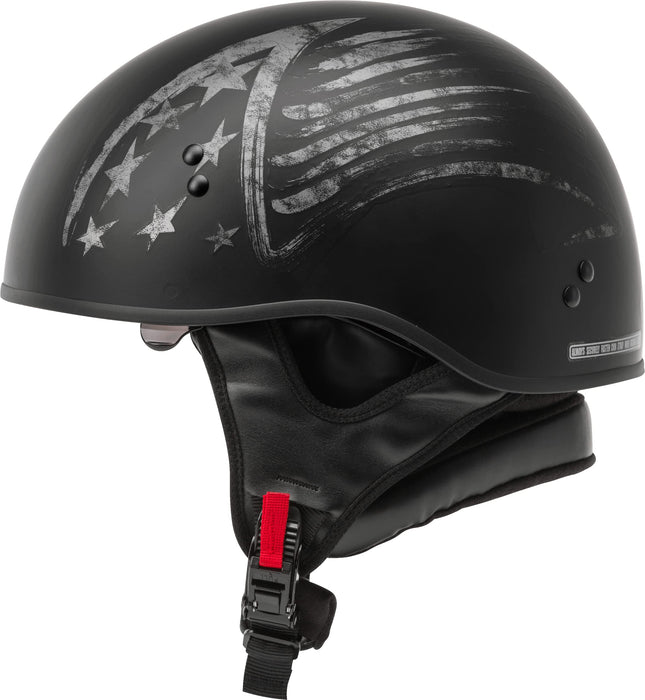 GMAX HH-65 Naked Motorcycle Street Half Helmet (Bravery Matte Black/Grey, X-Small)