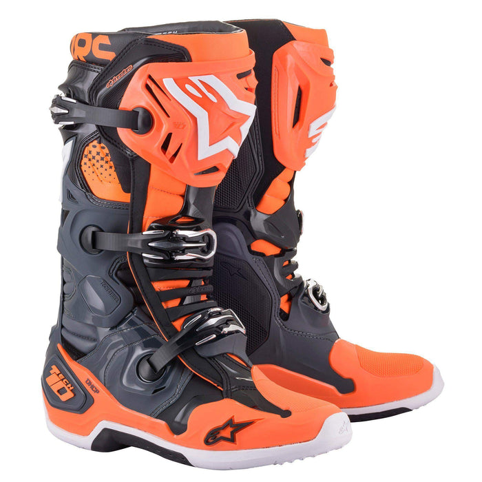 Alpinestars 2010020-9040-7 Tech 10 Boots Cool Grey/Orange Fluo Sz 07