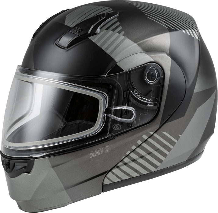 GMAX MD-04S Reserve, Lightweight Modular Helmet for Snow & Motor Sports, Comfortable Full-Face Protection (Matte Dark Silver/Black)