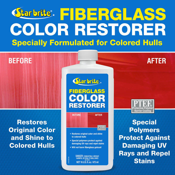 STAR BRITE Fiberglass Color Restorer - Specially Formulated for Colored Boat Hulls - Renew, Shine & Protect -16 OZ (081816PW)