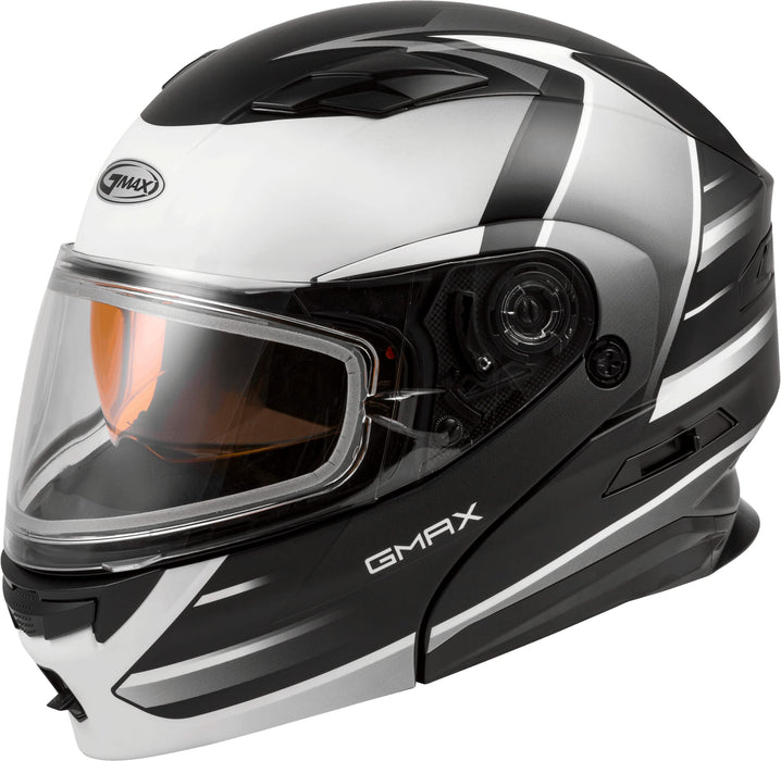 GMAX MD-01S Descendant, DOT Approved Modular Helmet, Dual Lens Shield for Snow & Motor Sports, (Matte Black/White, Small)