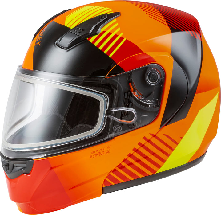 GMAX MD-04S Reserve, Lightweight Modular Helmet for Snow & Motor Sports, Comfortable Full-Face Protection (NEON Orange/HI-VIS)