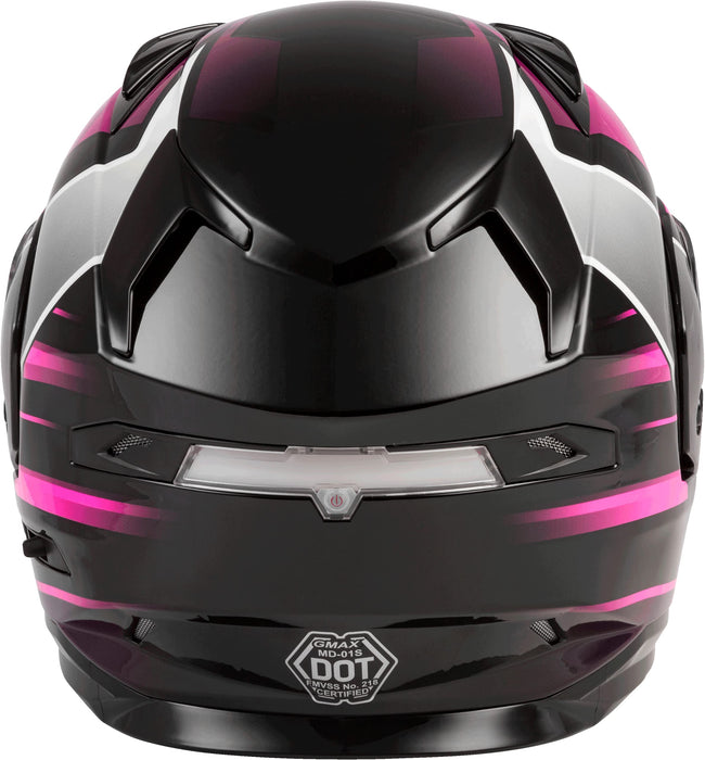 GMAX MD-01S Descendant, DOT Approved Modular Helmet, Dual Lens Shield for Snow & Motor Sports, (Black/Pink/White, X-Large)