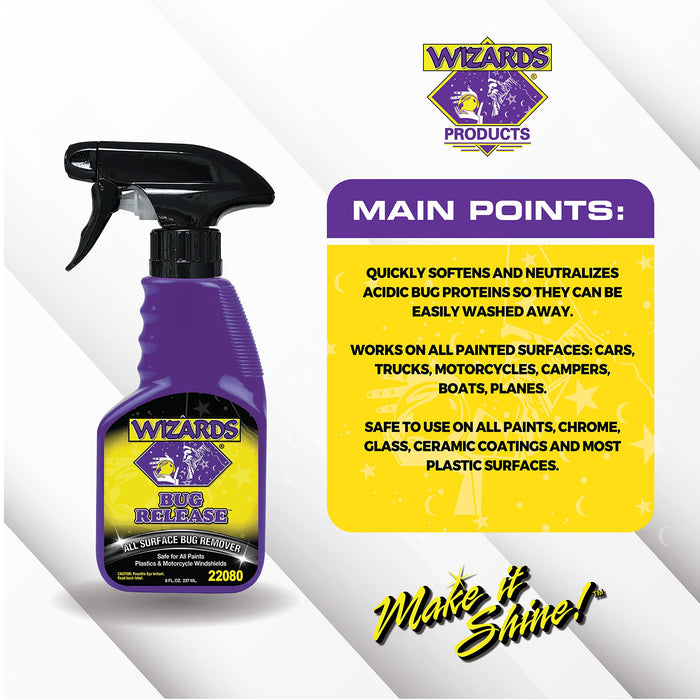 Wizards Presoak Bug Release for Motorcycles - Easy-to-Use Effective Dirt Removal Spray - Spot Cleaner for Motorcycles & All Surfaces - 8 fl oz