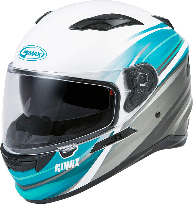 FF-98 Full-FACE Osmosis, Full-Face Motorcycle Helmet, DOT- and ECE- Approved for Street Riding and More (Matte White/Teal/Grey, X-Large)