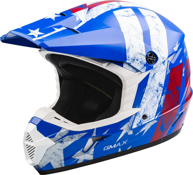 GMAX MX-46 Patriot Full Face Off-Road Helmet - Red/White/Blue (Youth Large)