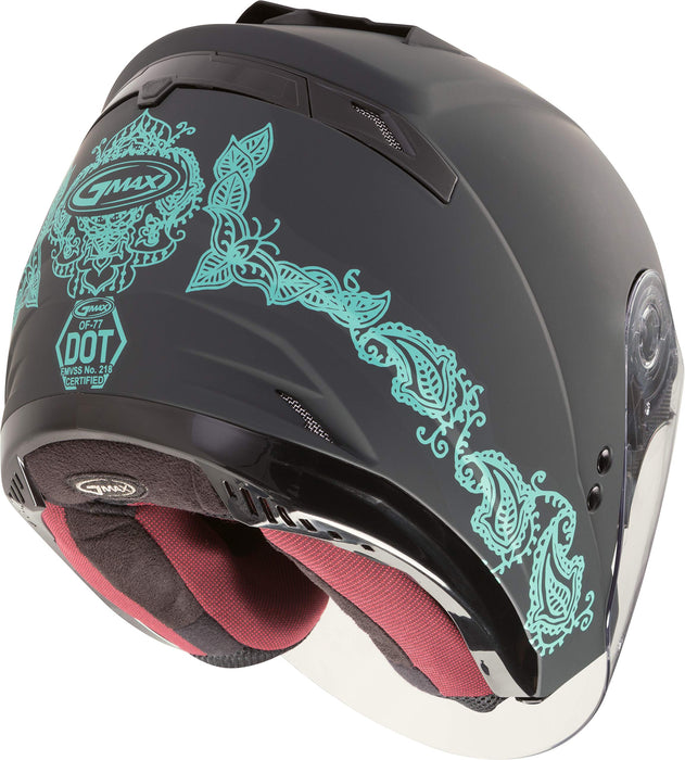 GMAX OF-77 Adult Eternal Open-Face Motorcycle Helmet - Matte Grey/Teal/Small