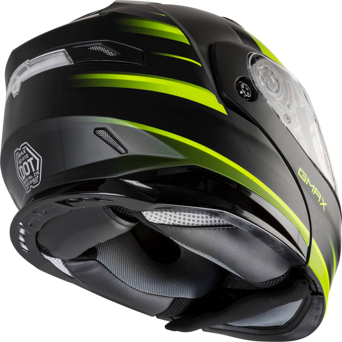 GMAX MD-01S Descendant, DOT Approved Modular Helmet, Electric Dual Lens Shield for Snow & Motor Sports, (Matte Black/HI-VIS, Small)