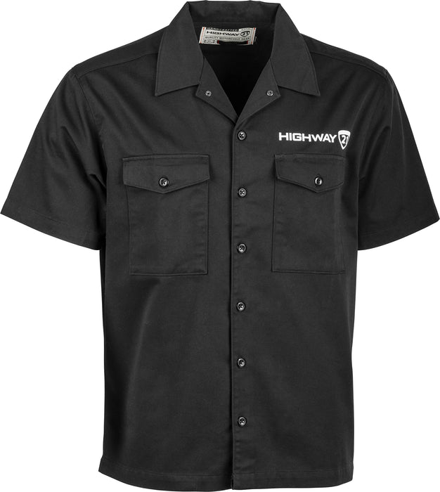 Highway 21 Men's Halliwell Work Shirt (Black, Small)