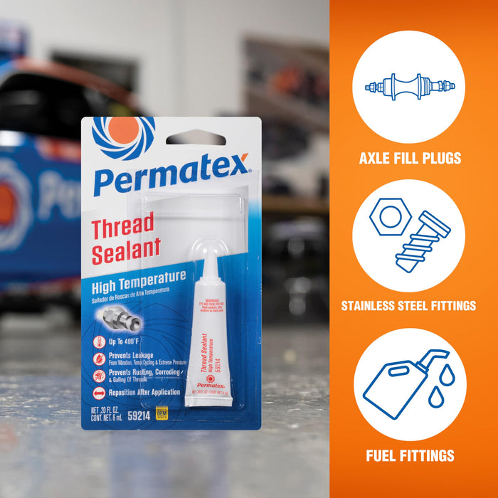 Permatex 59214 High Temperature Thread Sealant, 6 ml Tube, Pack of 1