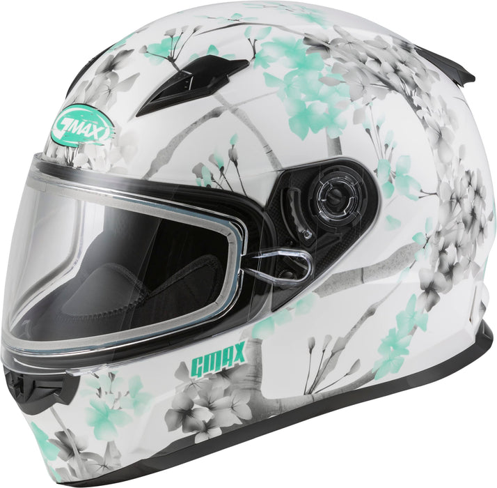 Gmax Ff-49S Full-Face Dual Lens Shield Snow Helmet (Matte White/Teal/Grey, Small) F2496864