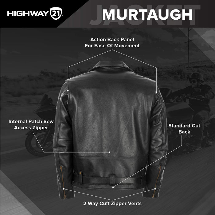 Highway 21 Men's Motorcycle Murtaugh Jacket (Black, 2X-Large)