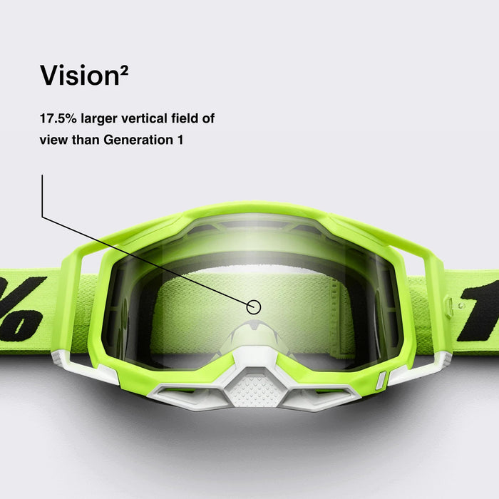 100% Racecraft 2 Mountain Bike & Motocross Goggles - MX and MTB Racing Protective Eyewear (Topo - Mirror Silver Lens)