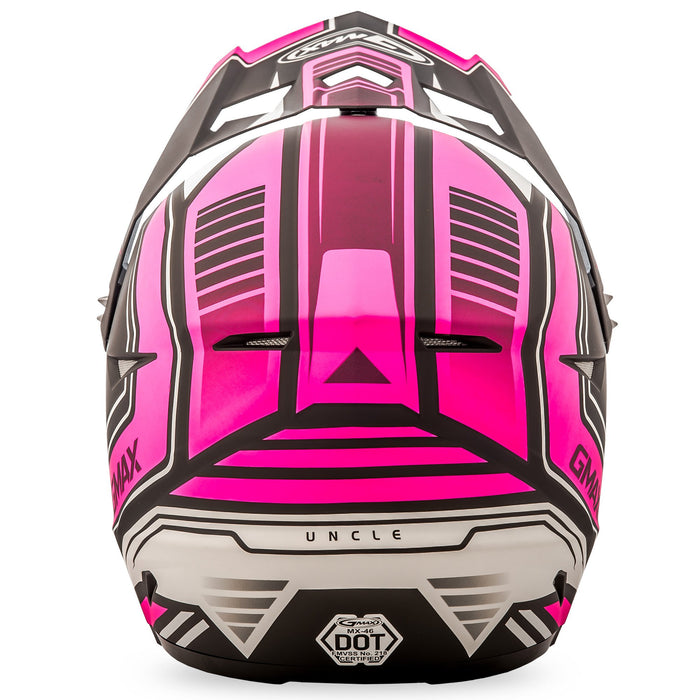 GMAX unisex-adult full-face-helmet-style Helmet (Mx46 Uncle) (Flat Black/Pink, X-Large)