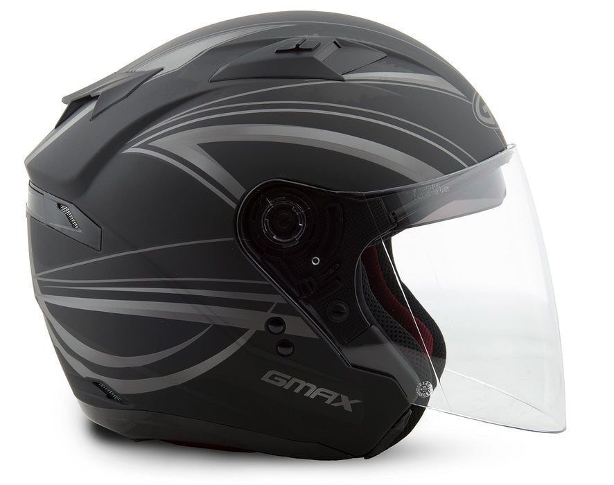 GMAX OF77 Mens Open Face Street Motorcycle Helmet - Derk Flat Black/Silver 3X-Large