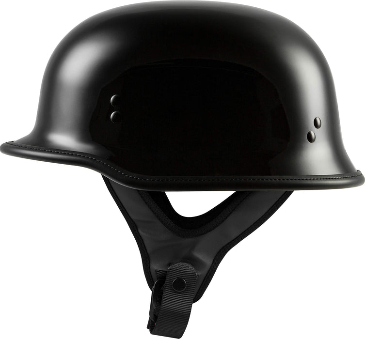 Highway 21 Motorcycle 9mm Half Helmet (German Style) (Black, 4X-Large)