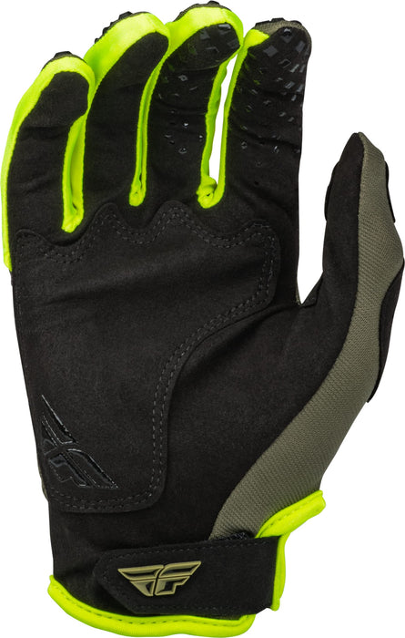 Fly Racing 2023 Youth Kinetic Gloves (Olive Green/Hi-Vis, Youth Medium)