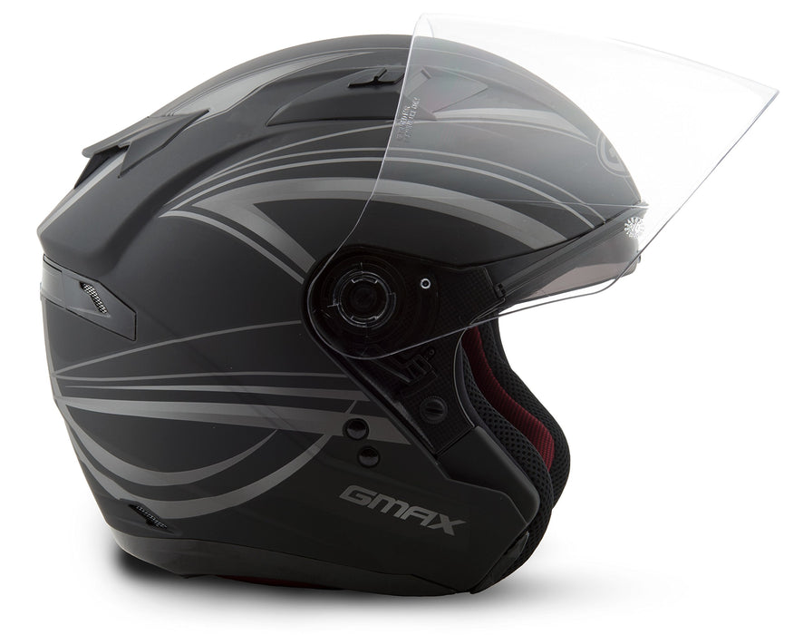 GMAX OF77 Mens Open Face Street Motorcycle Helmet - Derk Flat Black/Silver 3X-Large