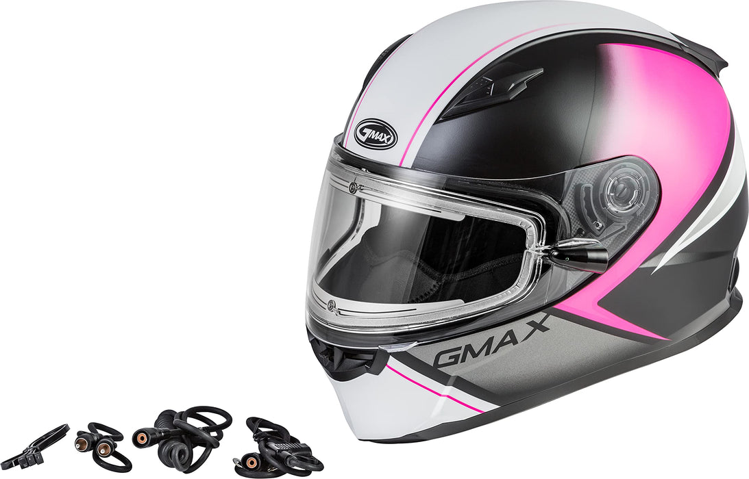 FF-49S HAIL SNOW HELMET W/ELEC SHIELD MATTE BLK/PINK/WHITE XL