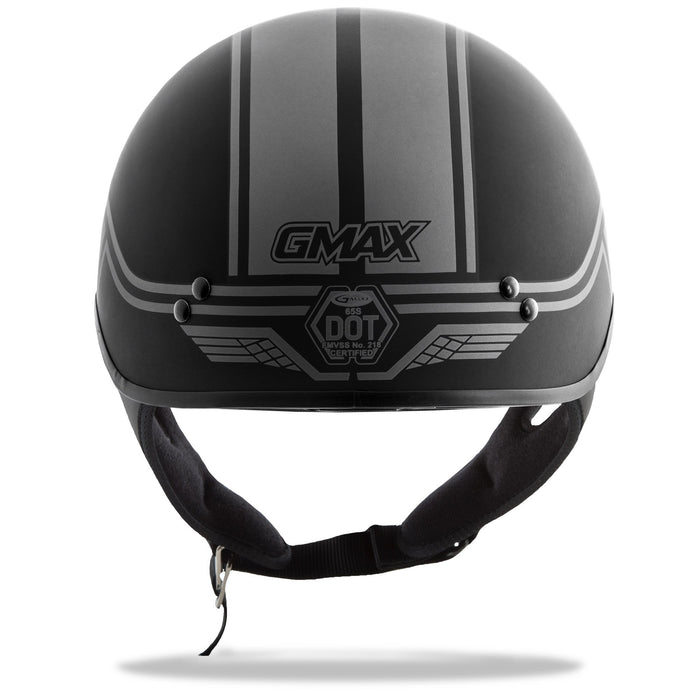 GMAX GM65 Mens Full Dress Half Face Motorcycle Street Helmet - Twin Flat Black/Silver X-Small