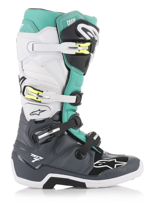 Alpinestars 2012014-9072-14 Tech 7 Boots Dark Grey/Teal/White Sz 14