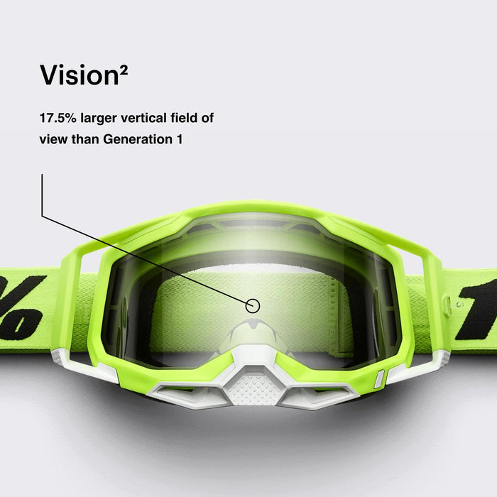 100% Strata 2 Motocross & Mountain Bike Goggles - MX and MTB Racing Protective Eyewear (Summit - Clear Lens)