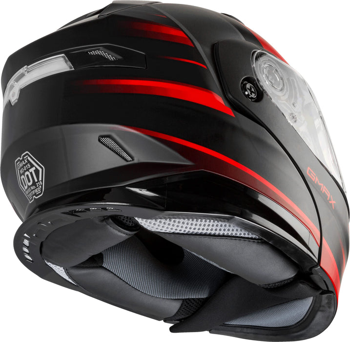 GMAX MD-01S Descendant, DOT Approved Modular Helmet, Dual Lens Shield for Snow & Motor Sports, (Matte Black/RED, X-Large)