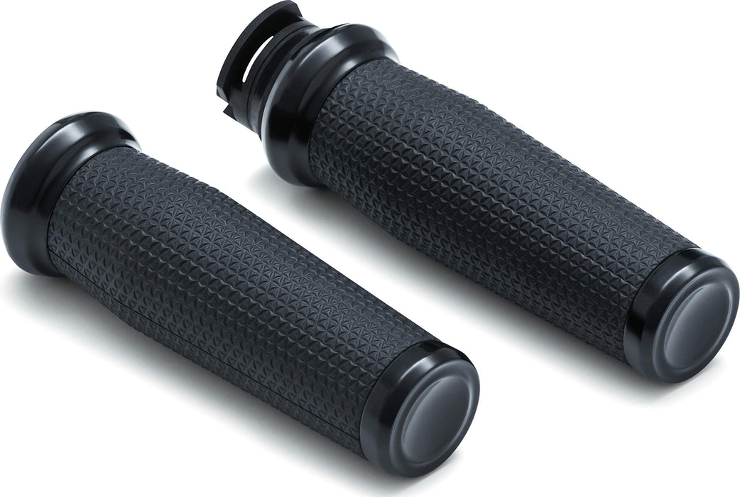Kuryakyn Thresher Handlebar Grips For Throttle And Clutch: 2015-19 Indian Scout Motorcycles, Satin Black, 1 Pair 5939