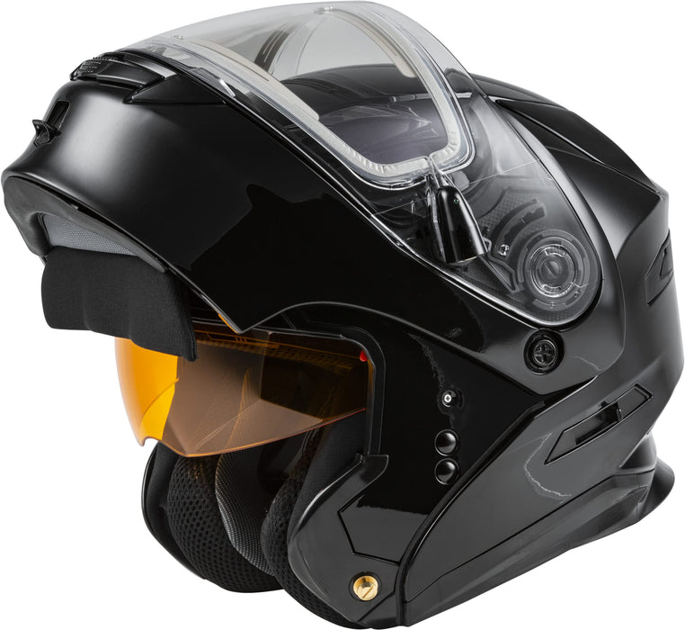 GMAX MD-01S, DOT Approved Modular Helmet, Electric Dual Lens Shield for Snow & Motor Sports, (BLACK, X-Small)