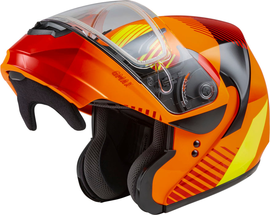 GMAX MD-04S Reserve, Lightweight Modular Helmet for Snow & Motor Sports, Comfortable Full-Face Protection (NEON Orange/HI-VIS)