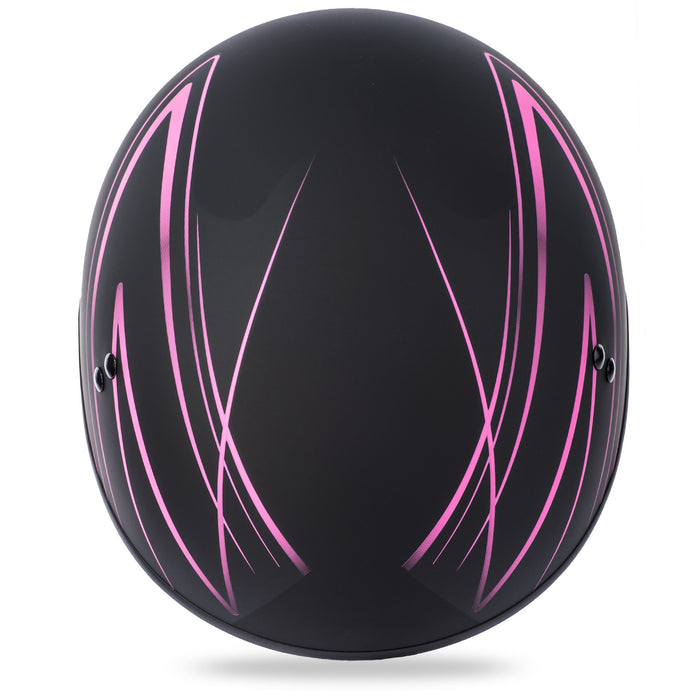 Gmax Hh-65 Naked Motorcycle Street Half Helmet (Torque Matte Black/Pink, X-Large) H1651347