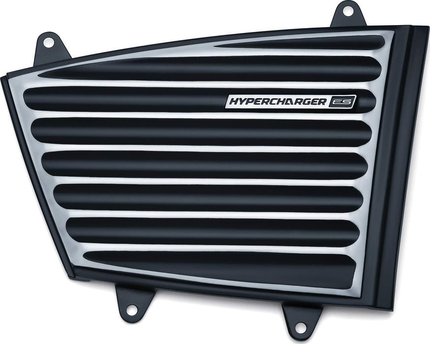Kuryakyn 9363 Motorcycle Hypercharger Air Cleaner/Filter Component: Classic Faceplate for Hypercharger ES, Satin Black/Machined