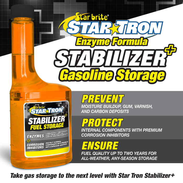 Star Tron Stabilizer+ Fuel Storage with Corrosion Protection - Treats 80 Gallons of Gas - 16 OZ (14816)