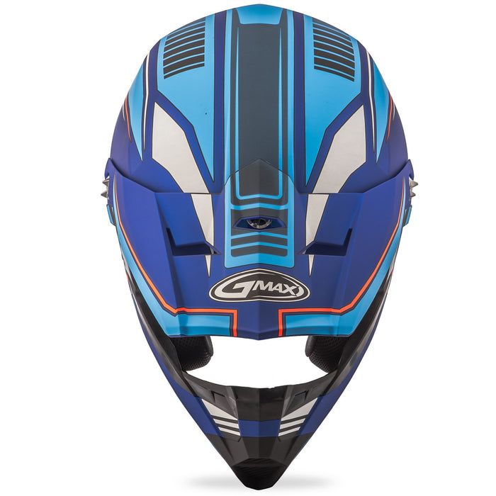 GMAX unisex-adult full-face-helmet-style Helmet (Mx46 Uncle) (Flat Blue/Hi-Vis Red, X-Small)