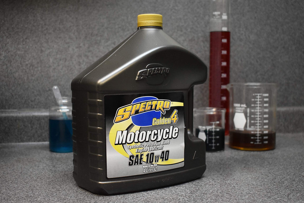 Spectro Golden 4 Synthetic Petroleum Blend Motorcycle Engine Lubricant 10w40 Oil - 4 Liters