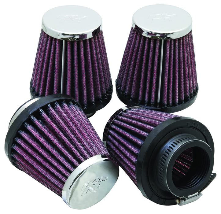 K&N RC-2314 Motorcycle Universal Chrome Air Filter - Pack of 4 , Black