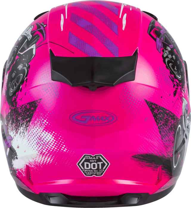 GMAX GM-49Y Cold Weather, Youth Full-Face Helmet, DOT Approved for Snow & Motor Sports (Pink/Purple/Grey)