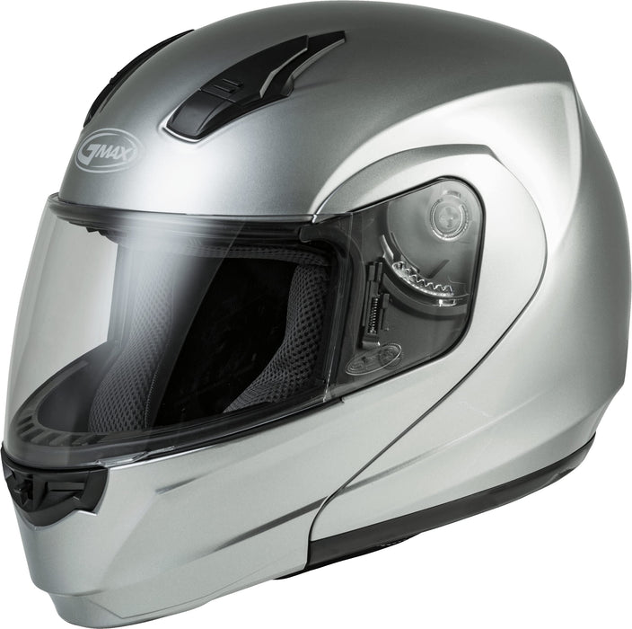 GMAX MD-04, DOT Approved Modular Helmet for Motorcycles, Scooters, Spyders, Mopeds and More (Metallic Silver)