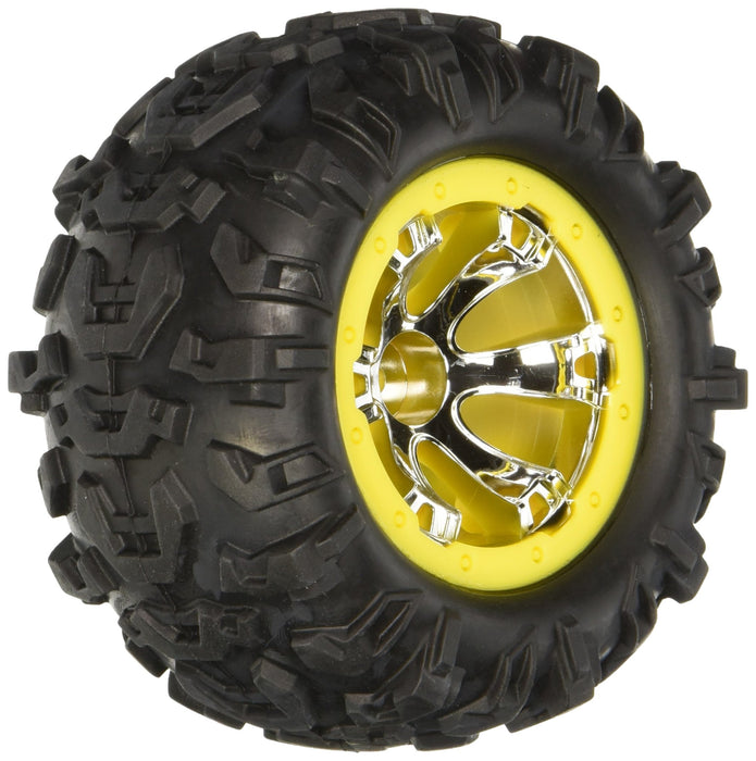 Traxxas 7276 1/16 Summit Canyon AT Tires with Inserts Mounted Beadlock Wheels on Geode Chrome Yellow 2.2"