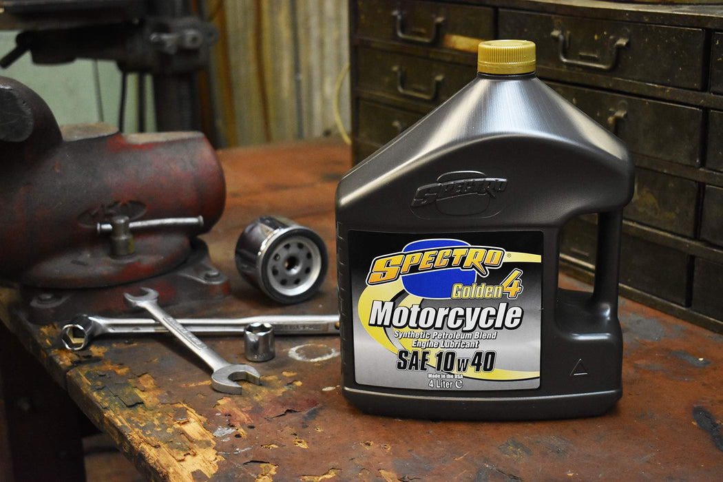 Spectro Golden 4 Synthetic Petroleum Blend Motorcycle Engine Lubricant 10w40 Oil - 4 Liters