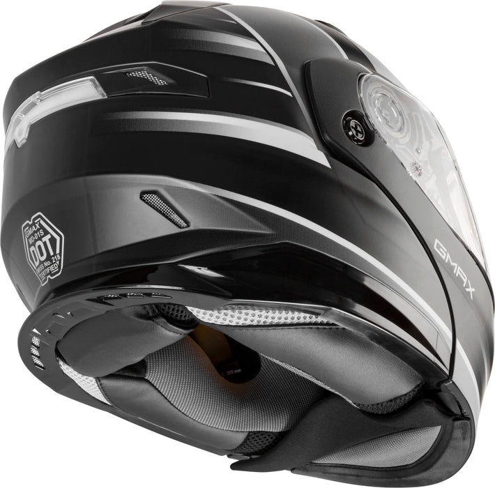 GMAX MD-01S Descendant, DOT Approved Modular Helmet, Electric Dual Lens Shield for Snow & Motor Sports, (Matte Black/White, X-Large)