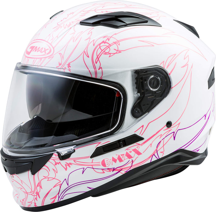 FF-98 Full-FACE Willow Helmet, Full-Face Motorcycle Helmet, DOT- and ECE- Approved for Street Riding and More (White/Pink, Small)