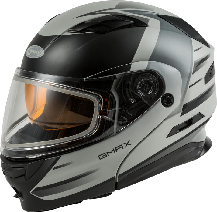 GMAX MD-01S Descendant, DOT Approved Modular Helmet, Dual Lens Shield for Snow & Motor Sports, (MATTE GREY/Silver, Medium)