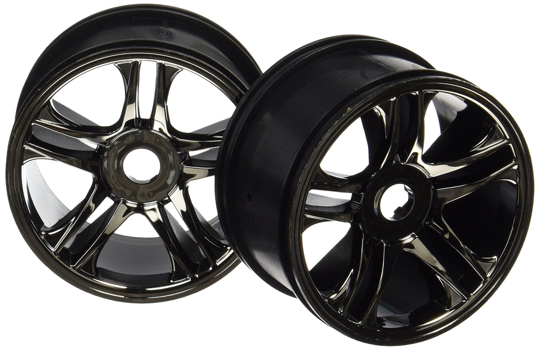 Traxxas 6476 Wheels Split Spoke Black Chrome Rear XO-1 2-Piece