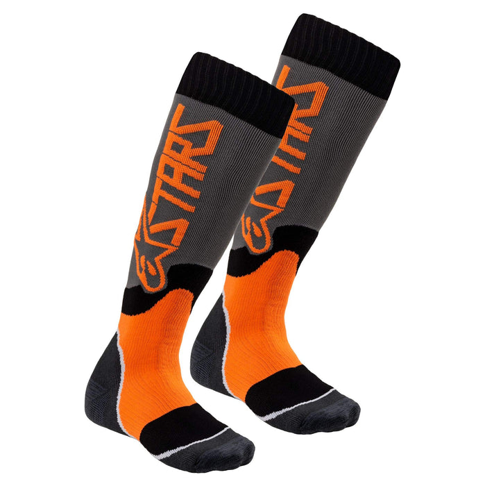 Alpinestars Boys Mx Plus-2 Socks Cool Grey/Fluo Orange Youth, Multi