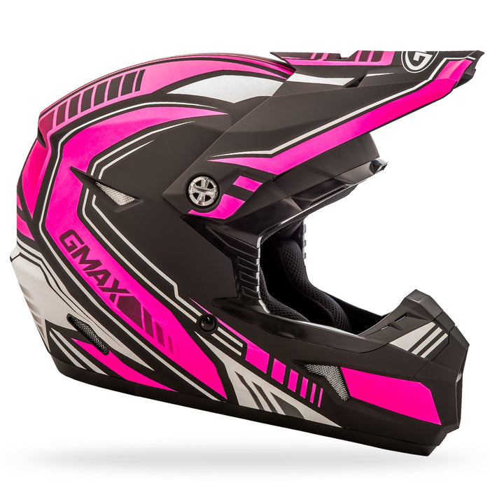 GMAX G3467403TC-14 unisex-adult full-face-helmet-style Helmet (Mx46 Uncle ) (Flat Black/Pink, X-Small)