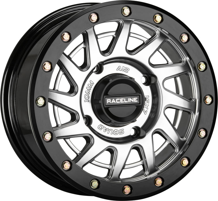 Raceline A12SB-57037+10 Squad Beadlock Wheel - 15x7-5+2-4/137 - Hyper Silver/Black