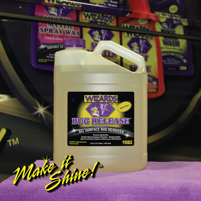 Wizards Bug Release - All Surface Bug Remover and Wash for All Vehicles - Softens and Neutralizes Acidic Bug Protein - Doubles as Spot Cleaner and Pre-Soak Car Cleaner - 1 Gallon