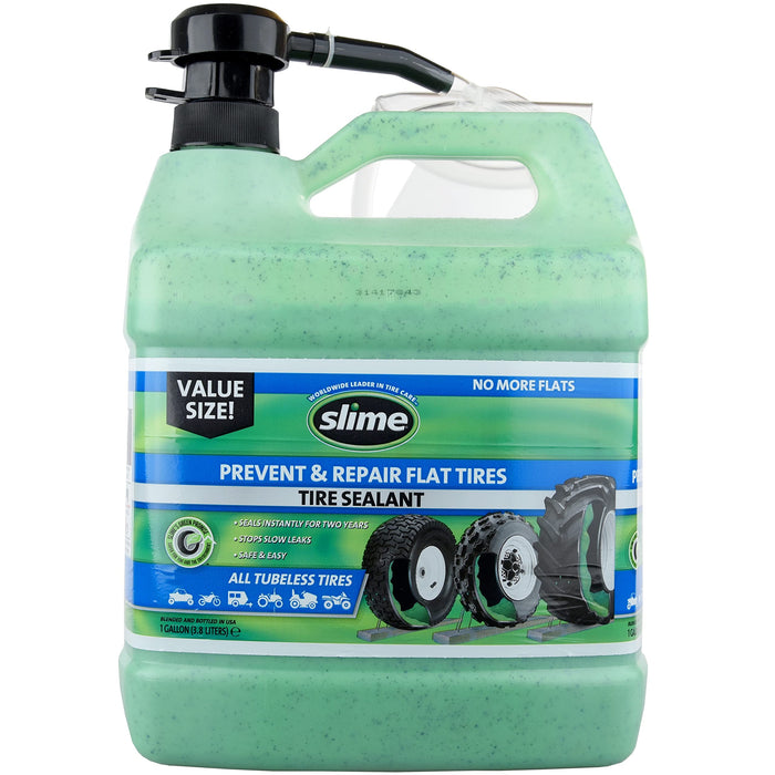 Slime Flat Tire Puncture Repair Sealant, Prevent And Repair, All Off-Highway Tubeless Tires, Non-Toxic, Eco-Friendly, 1 Gallon Jug 10163